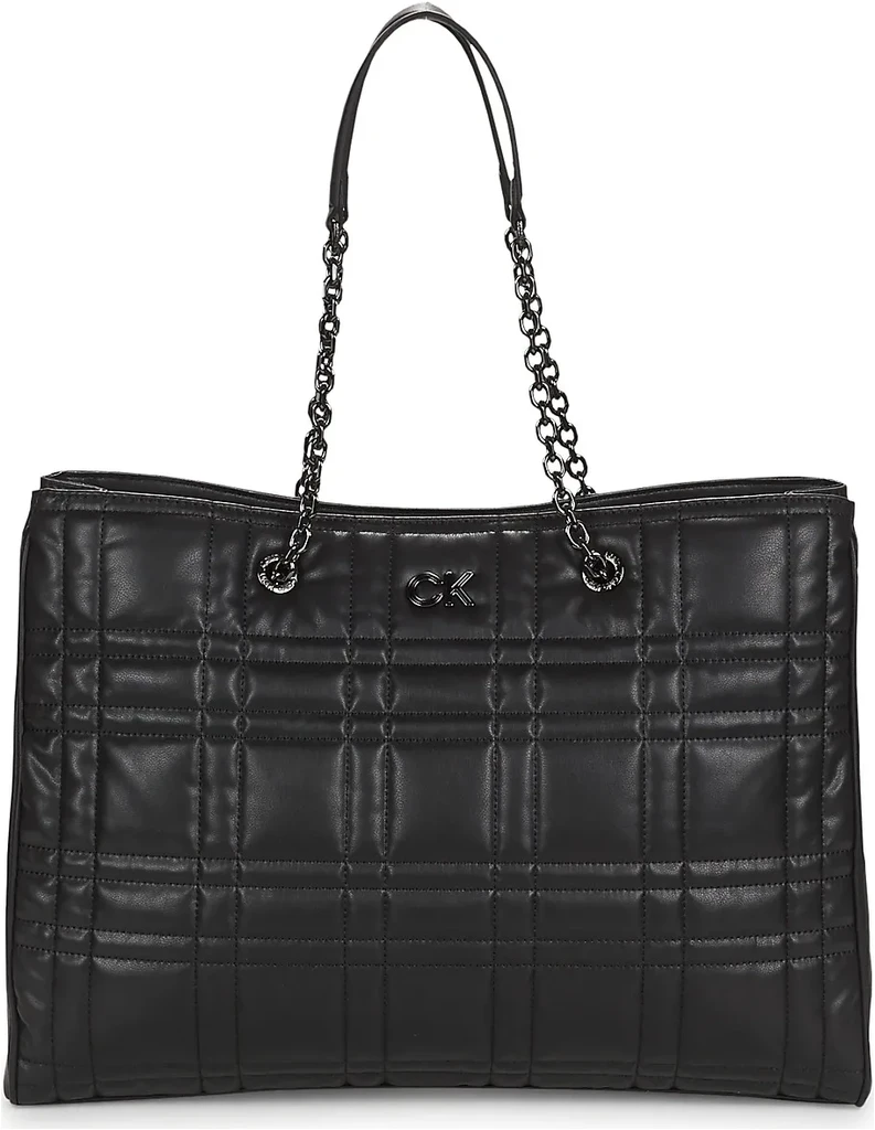 Calvin Klein Re-Lock Quilt Tote W/Lp Cmpt Černá