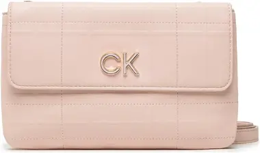 Calvin Klein Re-Lock Dbl Xbody W/Flap Quilt Růžová