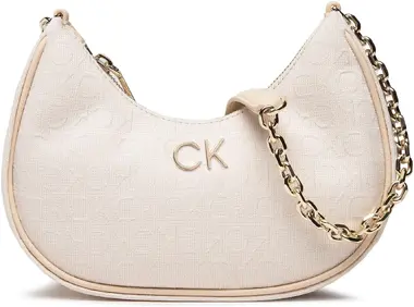 Calvin Klein Re-Lock Shoulder Bag Sm Jacquard Béžová