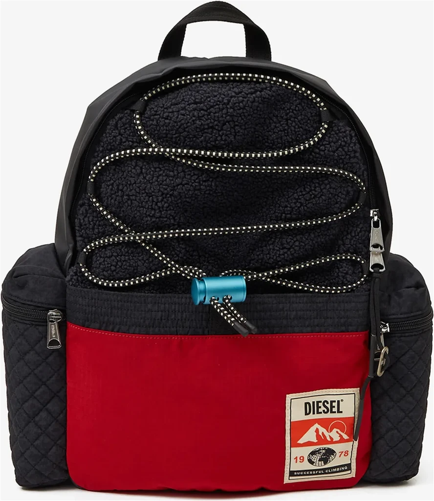 Pánský batoh s umělým kožíškem Diesel Červeno-černý