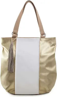 Beige and gold city bag