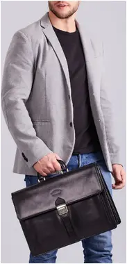 Black leather business briefcase