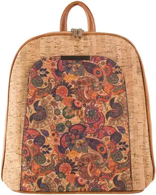 Brown roomy backpack with patterns