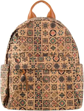 Green and roomy patterned cork backpack