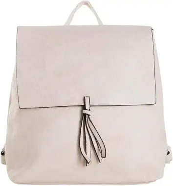 Light beige women's backpack made of ecological leather