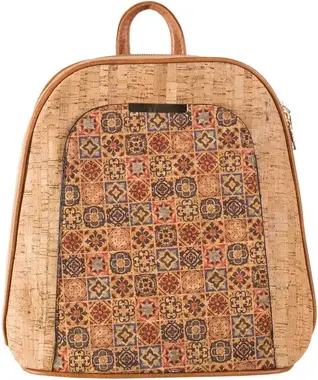 Light brown ladies backpack with a front pocket