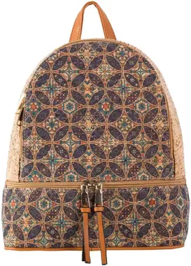 Light brown ladies' backpack with zippers