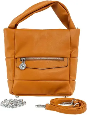 Light brown ladies' handbag made of ecological leather