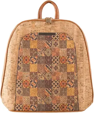Light brown patterned backpack with magnet