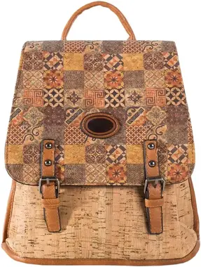 Light brown patterned magnet backpack