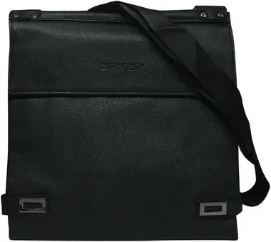 Men's black ecological leather messenger bag