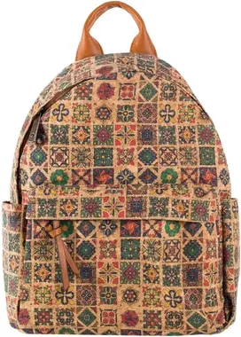 Red/Brown patterned cork backpack