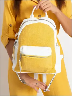 White and yellow backpack