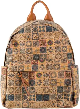 Yellow roomy cork backpack with pocket