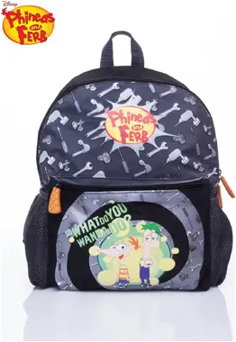 Paso Gray school backpack with Phineas and Ferb theme