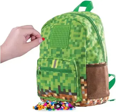 Pixie Crew Dětský batoh s malým panelem Zeleno hnědý Minecraft