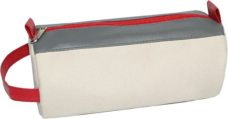 Semiline Unisex's Cosmetic Bag 1494 ecru/grey/red