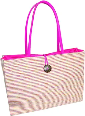 Semiline Woman's Beach Bag 1482 růžová/ecru