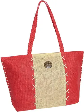 Semiline Woman's Beach Bag 1485 červená/ecru