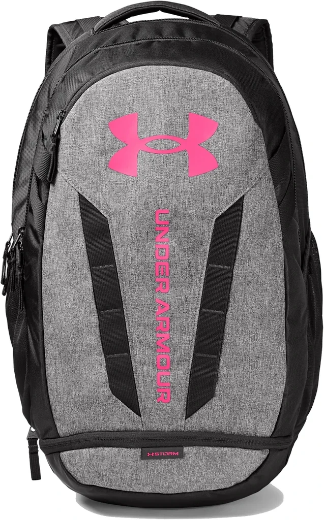 Under Armour Hustle 5.0 Backpack - Jet Gray / Pink