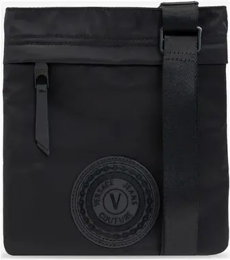 Versace Jeans Couture Brašna Nylon V-Emblem Rubberised Logo Black